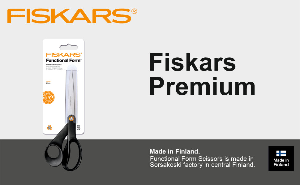 FISKARS Scissors, Ff universal scissors, Swedish sandvik steel, Black,21cm