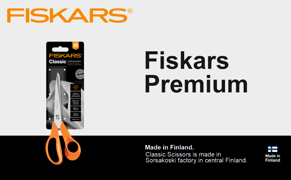 FISKARS Classic Scissors, Classic Universal Scissors, Stainless Steel, 21cm