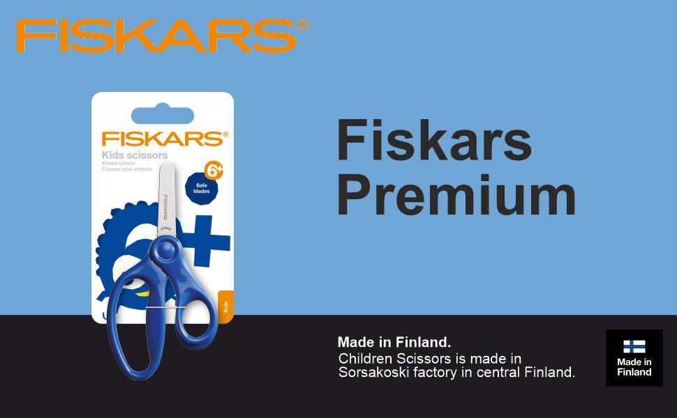 FISKARS Kids Scissors, Stainless steel, Blue, 13cm