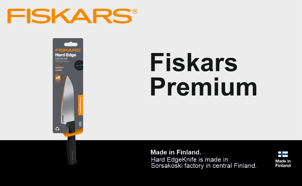 Fiskars Handle: Plastic with Softgrip ; Blade: Japanese Stainless Steel Hard Edge Small Cooks Knife | 1051749