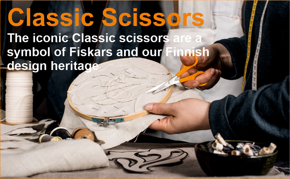FISKARS Classic Scissors, Classic Needlework Scissors, Swedish Sandvik steel, 13cm