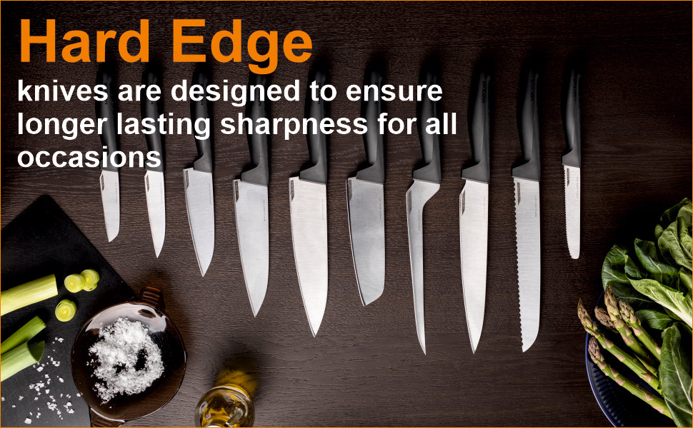 Fiskars Handle: Plastic with Softgrip ; Blade: Japanese Stainless Steel Hard Edge Small Cooks Knife | 1051749