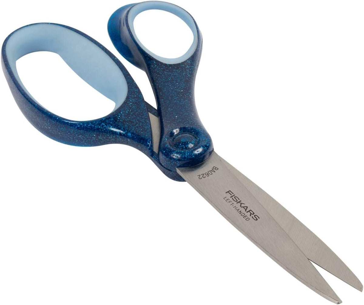 Fiskars School Scissors, Glitter Blue, Stainless Steel, 18 cm
