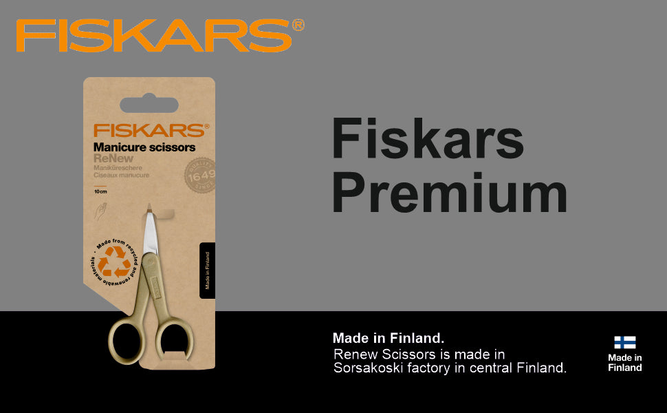 FISKARS Renew scissors, Renew Manicure scissors, Stainless steel, 10cm