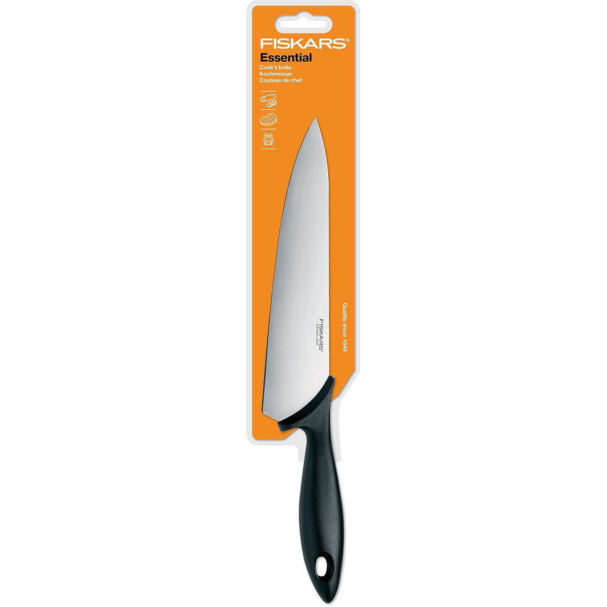 Fiskars Essential Cook's Knife 21 cm | Japanese Steel | Designed in Finland