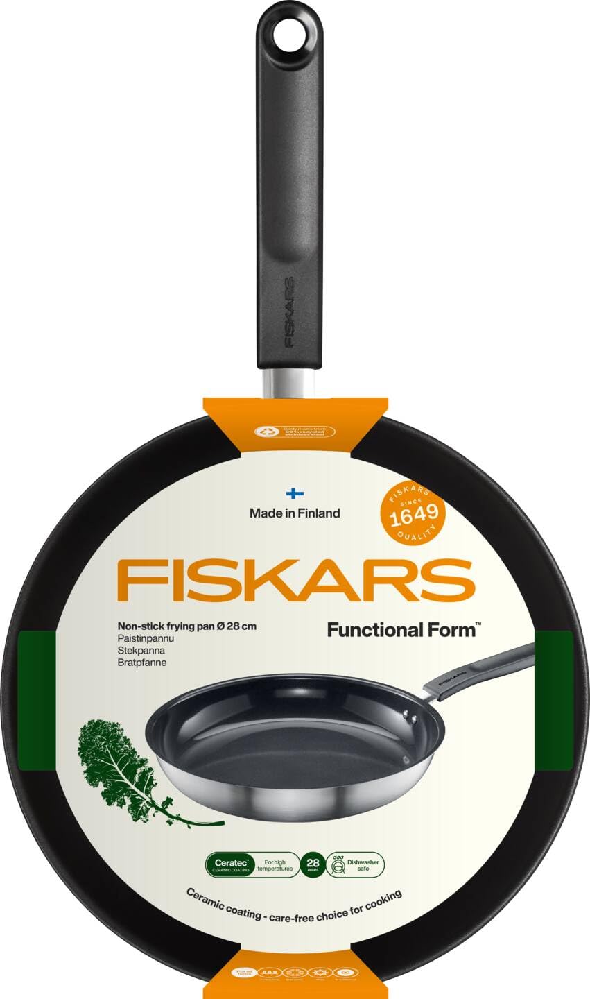Fiskars Functional Form Non-Stick Frying Pan 28 cm | All Cookers | Recycled Steel | 1072312