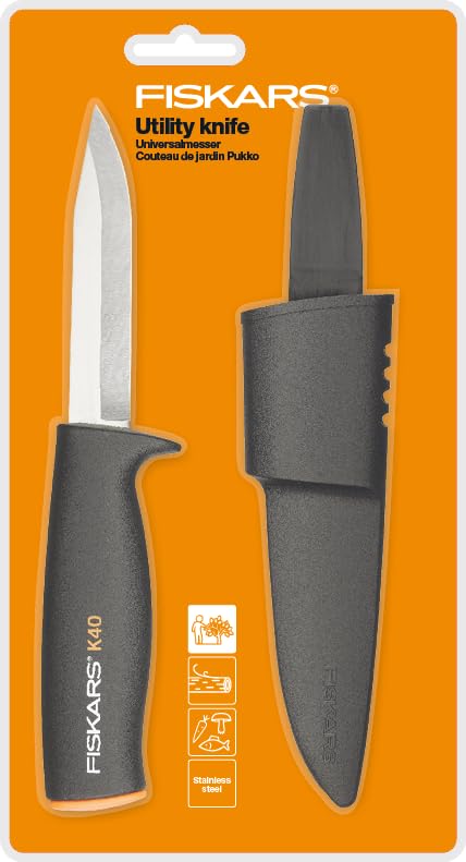 FISKARS K40 Utility Knife, Lightweight Plastic Design, Stainless Steel Blade, 9.8 cm