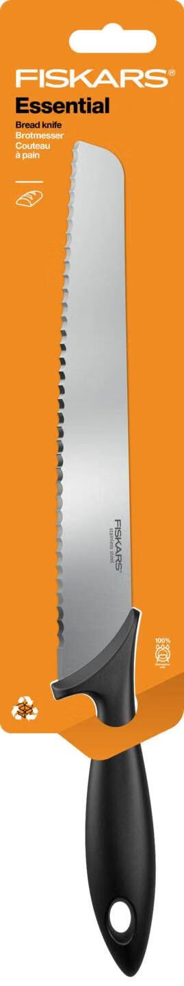 Fiskars Essential Bread Knife, Stainless Steel, 23 cm