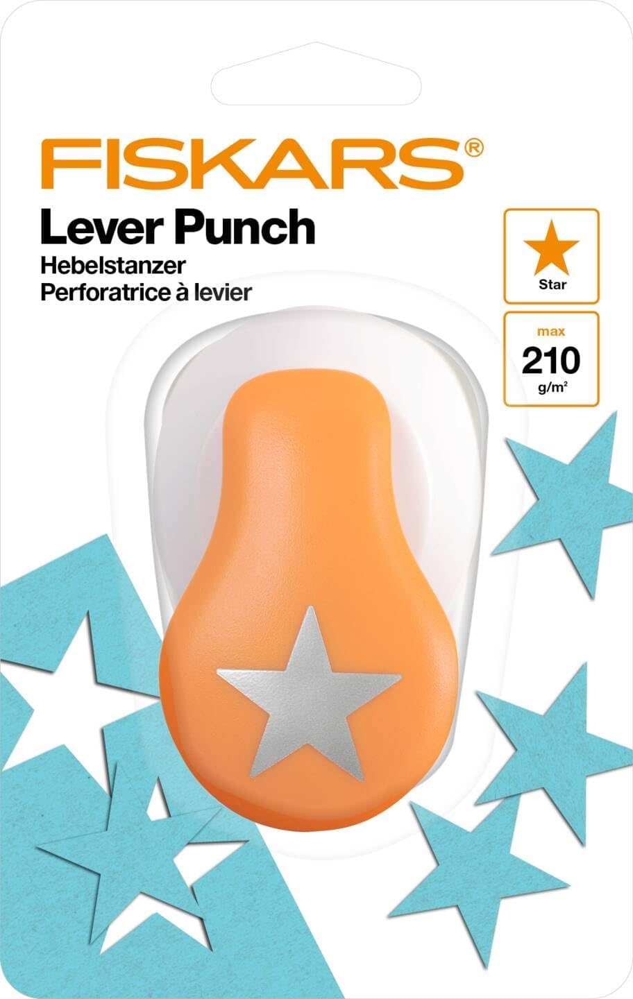 Fiskars 5441 Lever Punch | Medium Star Shape | Craft Paper Punch