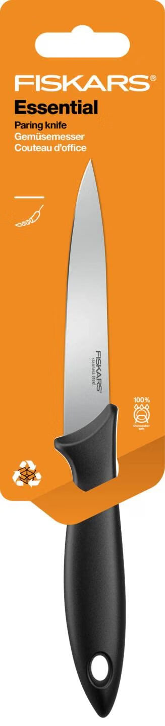 Fiskars Essential Medium-Sized Kitchen Knife, Paring Knife for Peeling and Cutting Fruits & Vegetables  Handy and Efficient 11cm