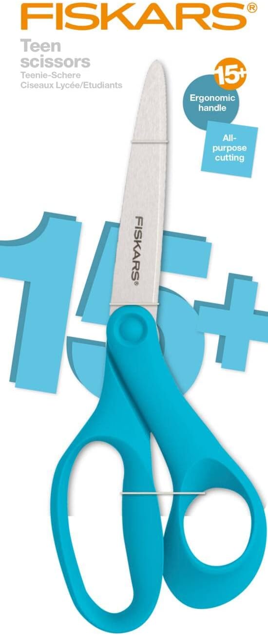 Fiskars Teen Scissors, Turquoise, Stainless Steel, 20 cm