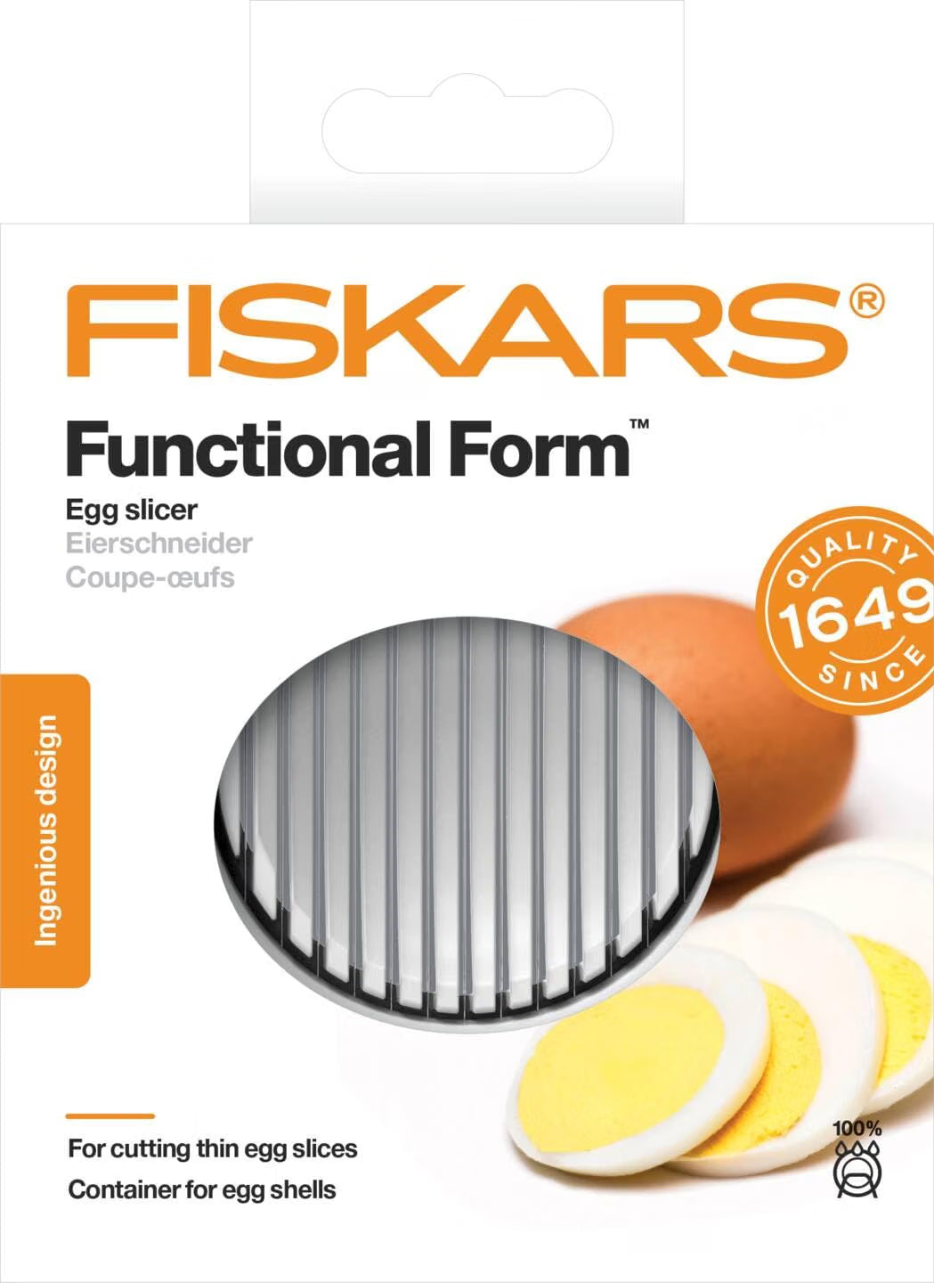 Fiskars, Synthetic Material/Stainless Steel, 13.3 x 12 x 4.2 cm Egg Slicer, one Size, White