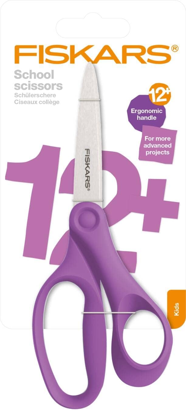 Fiskars School Scissors 18 cm | Purple | Stainless Steel | Made in Finland