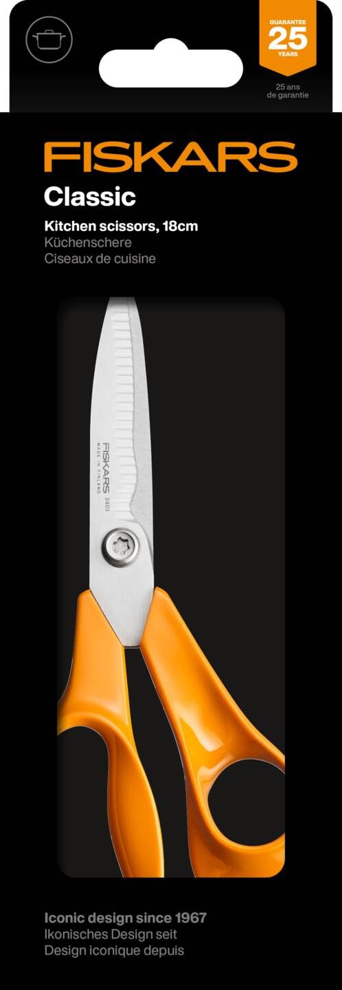 Fiskars Classic Kitchen Scissors | Serrated Blades | 18.8 cm | Right-Handed