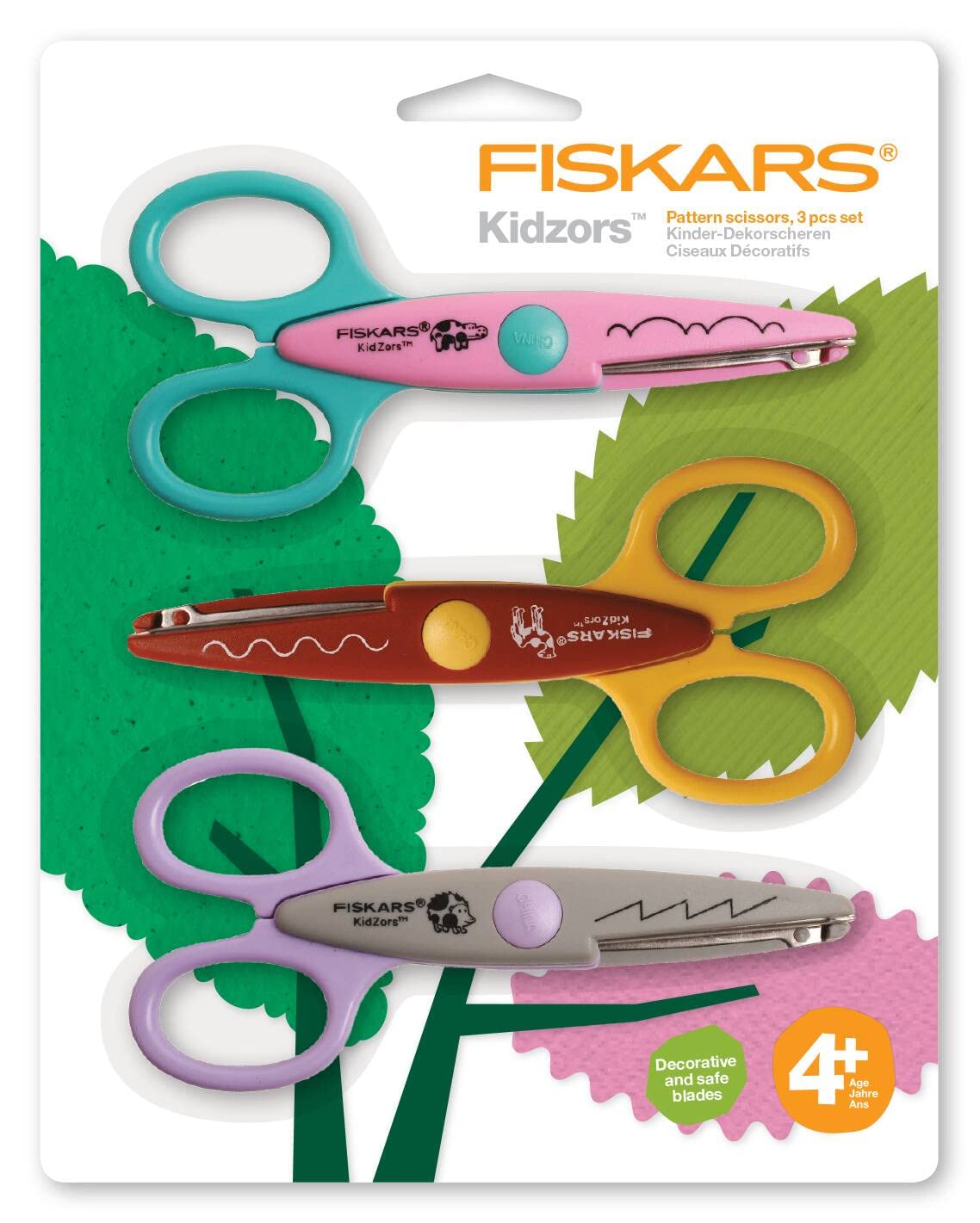 Fiskars Kidzors Paper Edgers | Zoo Animals | Set of 3 | Multicoloured