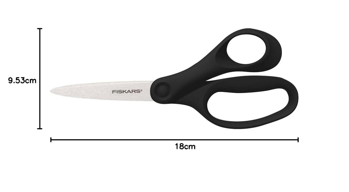 Fiskars School Scissors 18 cm | Black | Stainless Steel | Made in Finland